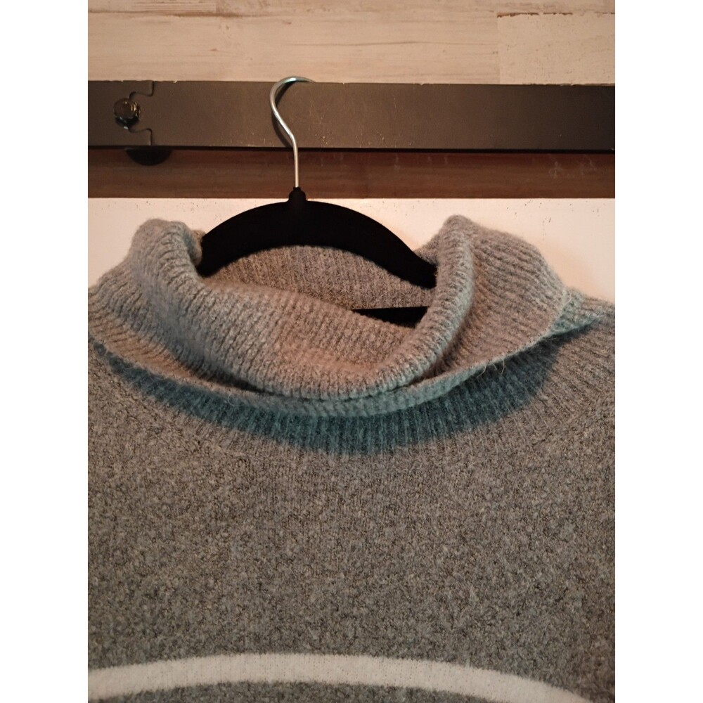 J.CREW Gray And White Striped Turtleneck Wool Knit Sweater Dress - Picture 5 of 7